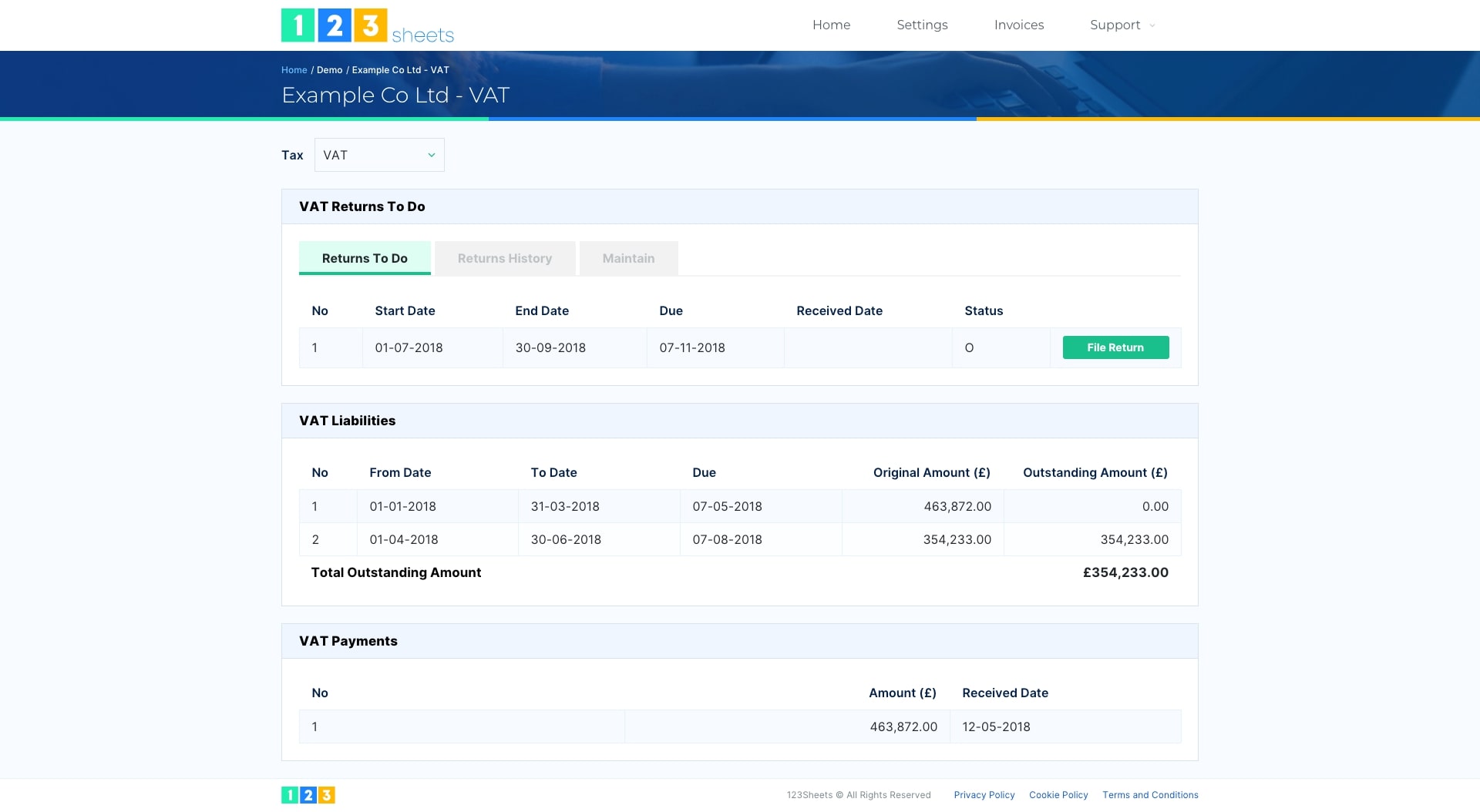 screenshot of 123 Sheets